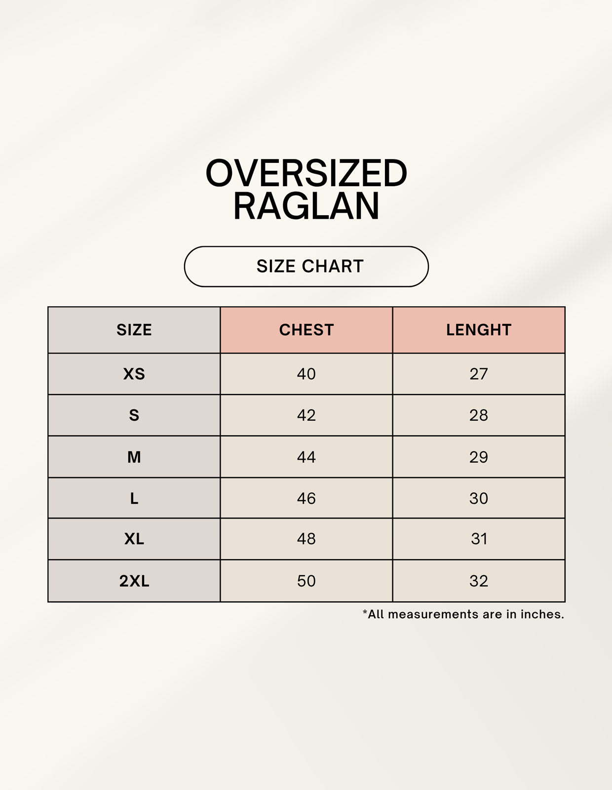raglan T-shirt with half sleeves and black star print size chart