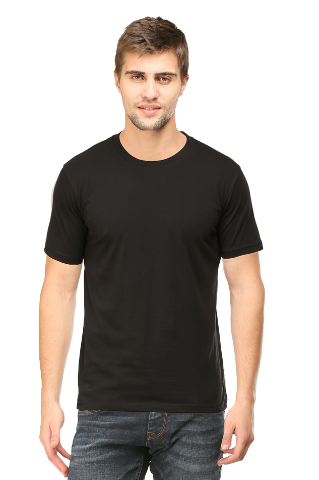 Male Classic Crew Neck Pure Cotton T-Shirt Black Color