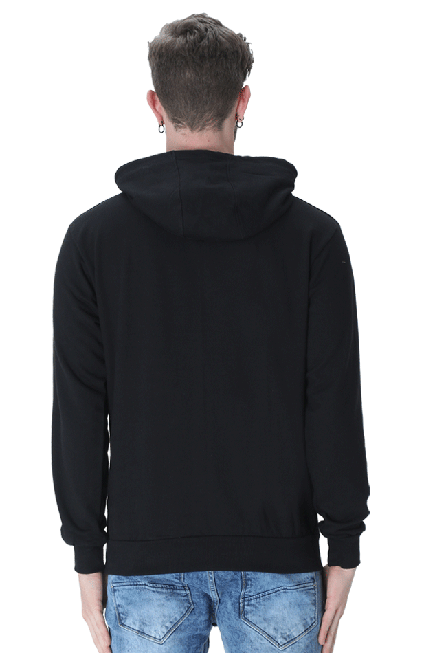 Unisex Full Sleeve Hooded Sweatshirt-Black Color-White Bear