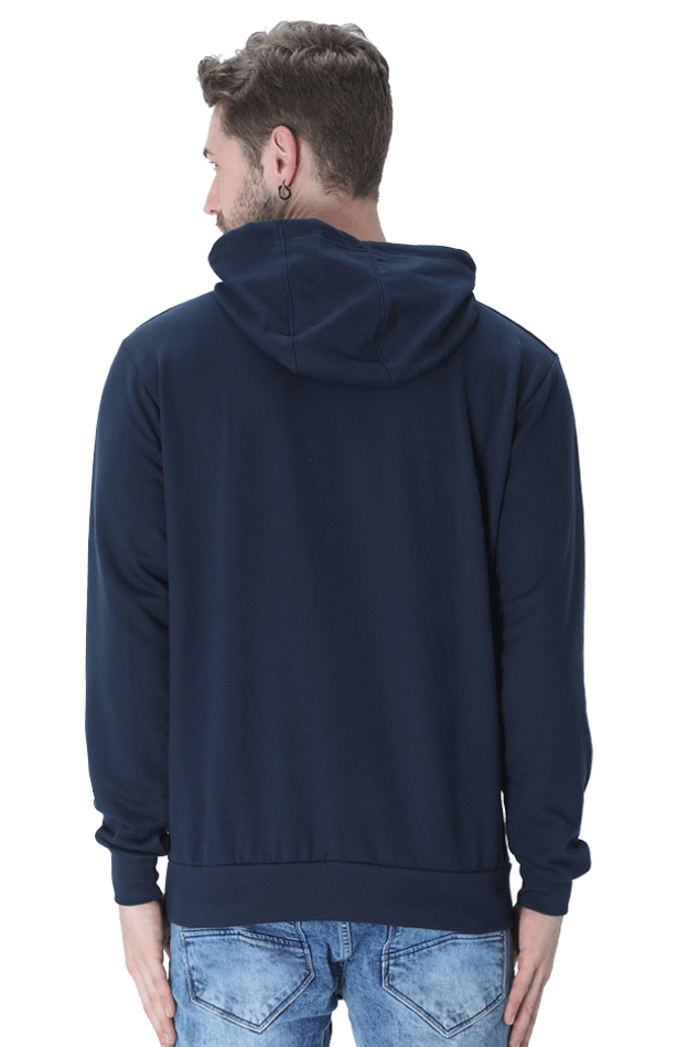 Unisex Full Sleeve Hooded Sweatshirt-Navy Blue Color-White Bear
