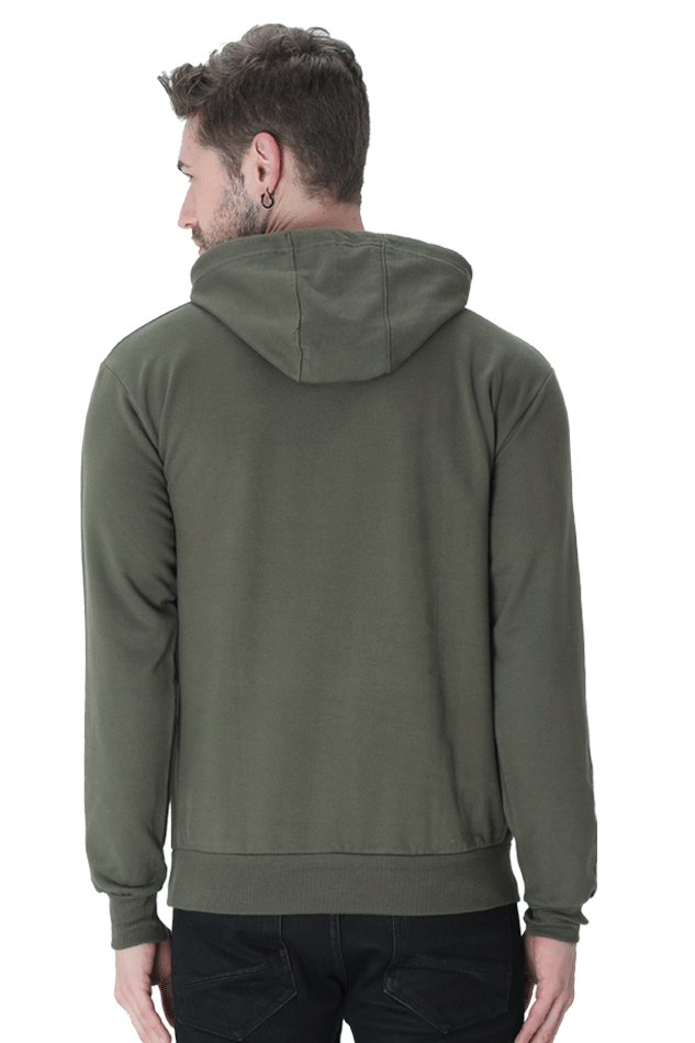 Unisex Full Sleeve Hooded Sweatshirt-Jade Color-White Bear