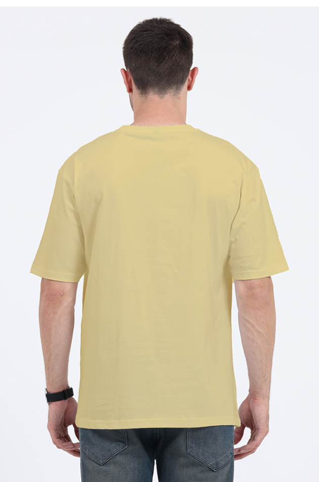 Unisex Oversized Standard Printed Round Neck Cotton T-Shirt-Yellow Color-White Bear
