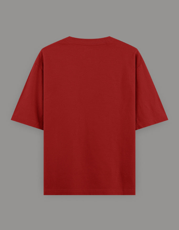 Unisex Oversized Printed T-Shirt for Programmers - Red Color -White Bear