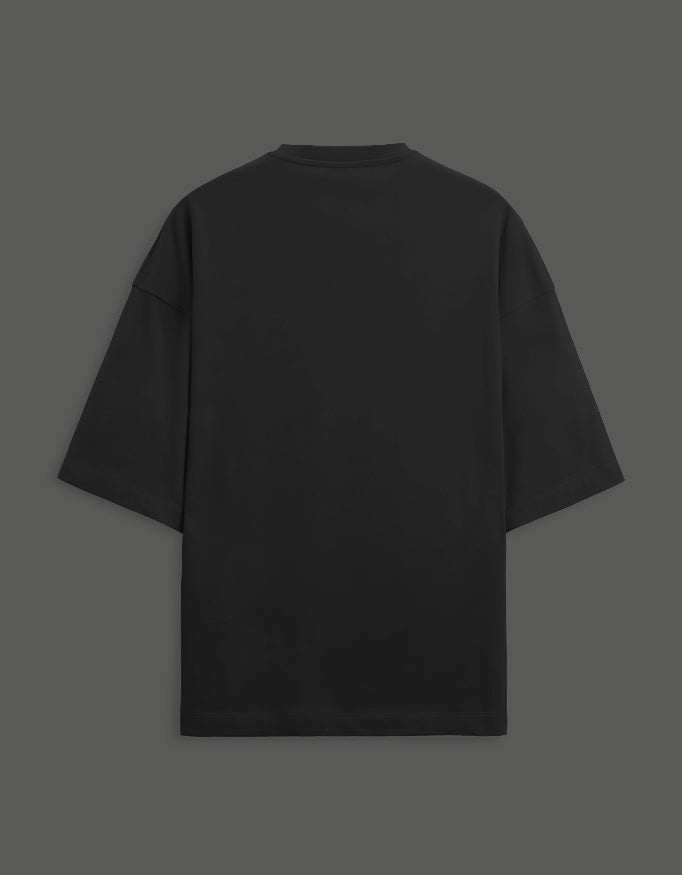 Men & Women Terry Printed Oversized Tee-Black Color- White Bear