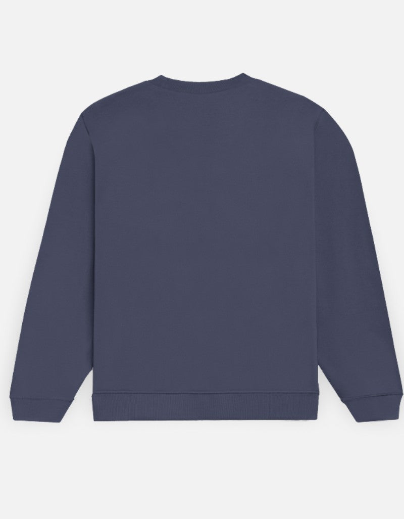 Unisex Solid Sweatshirt- Navy Blue Color- White Bear