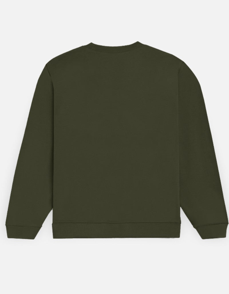 Unisex Solid Sweatshirt- Olive Green Color- White Bear