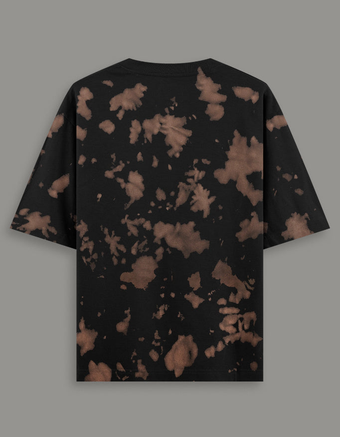 Men & Women Tie Dye Oversized T-Shirt-Black & Brown Color- White Bear