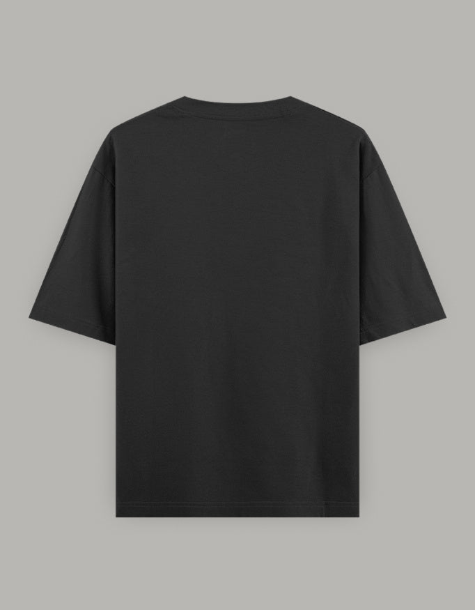 Men & Women Oversized Printed Crew Neck T-Shirt - Black Color - White Bear