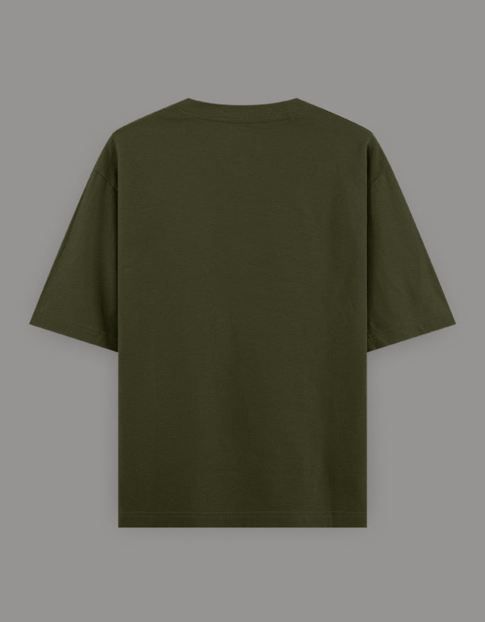 Unisex Oversized Printed T-Shirt for Programmers - Olive Green Color -White Bear
