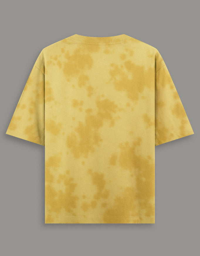 Men & Women Tie Dye Oversized T-Shirt-Yellow Color- White Bear