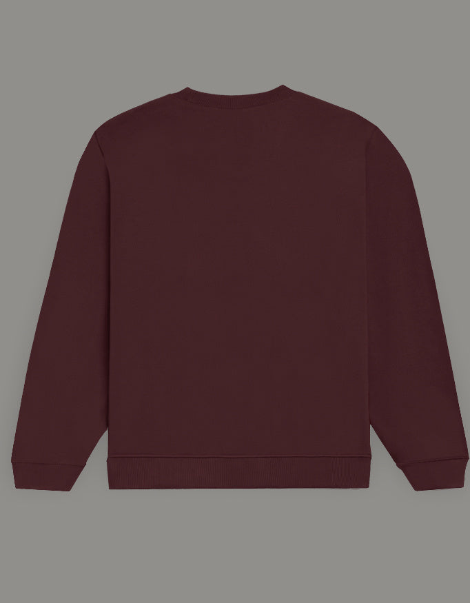 Men & Women Oversized Printed Sweatshirt- Maroon Color- White Bear