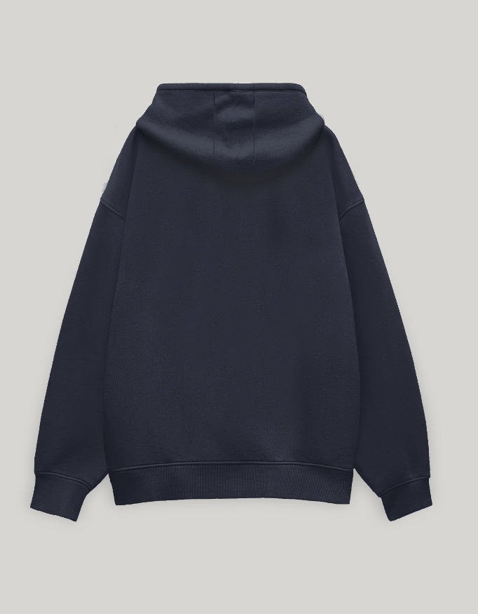 Unisex Oversized Hoodie-Navy Blue Color-White Bear
