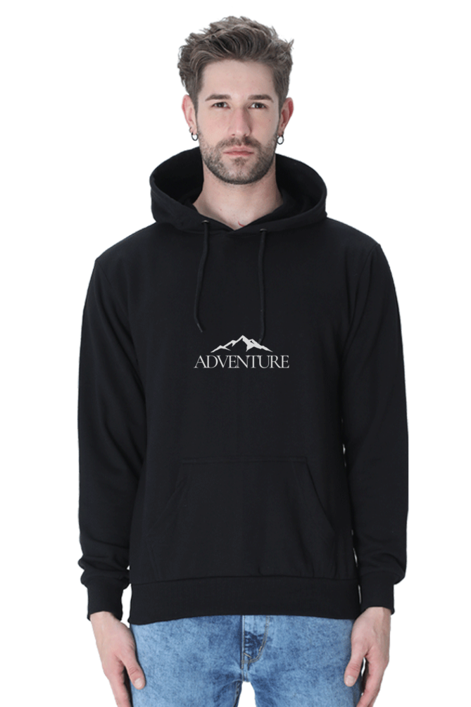 Unisex Full Sleeve Hooded Sweatshirt-Black Color-White Bear