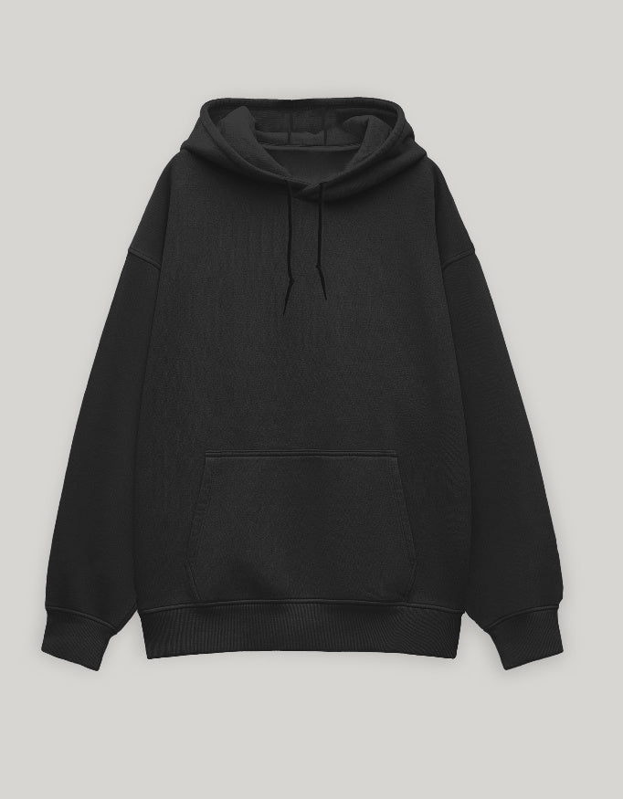 Unisex Oversized Hoodie-Black Color-White Bear