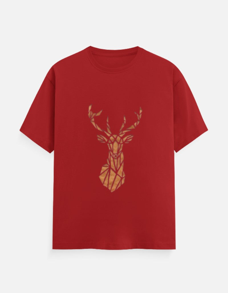 Men & Women Classic Crew Printed T-Shirt - Red Color- White Bear