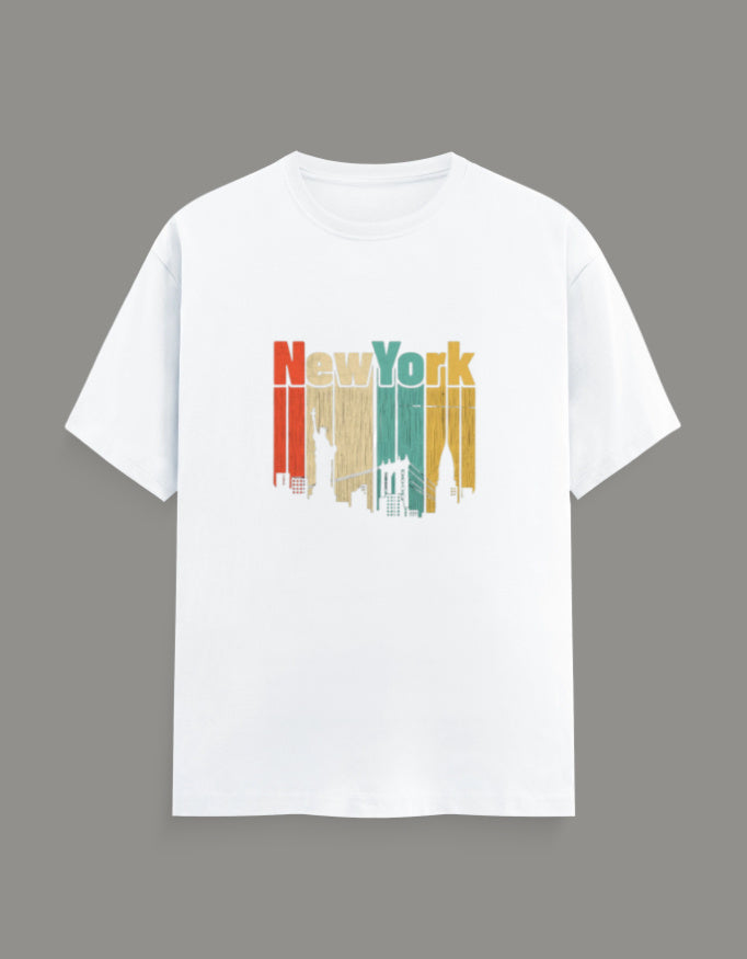 Men & Women Printed Crew T-Shirt-White Color-White Bear