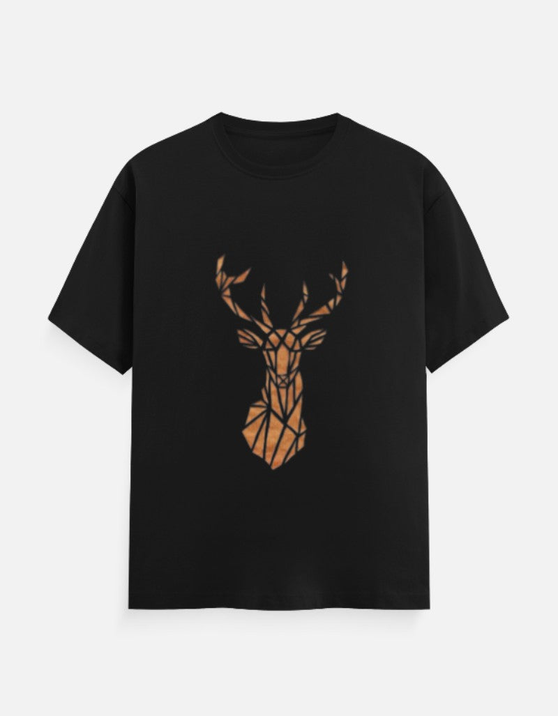 Men & Women Classic Crew Printed T-Shirt - Black Color- White Bear