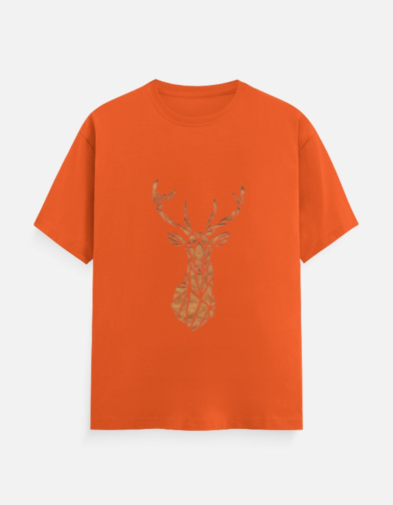 Men & Women Classic Crew Printed T-Shirt - Orange Color- White Bear
