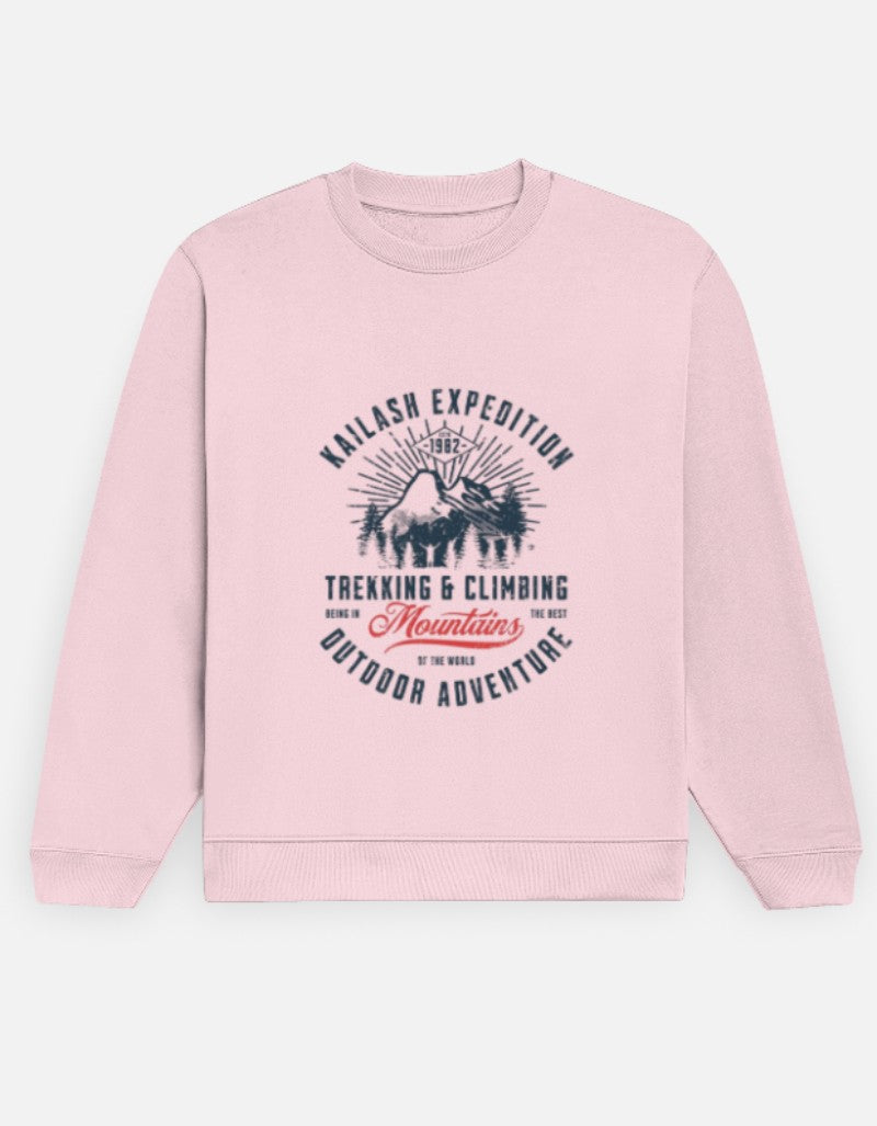 Unisex Printed Sweatshirt-Baby Pink Color-White Bear