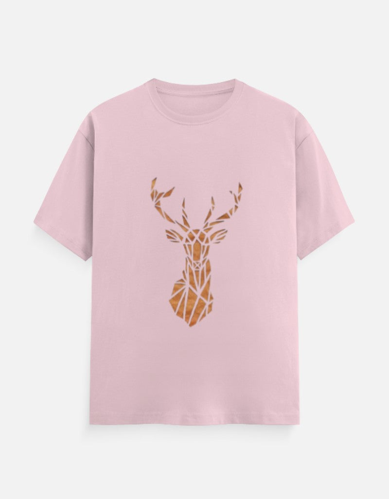 Men & Women Classic Crew Printed T-Shirt - PInk Color- White Bear