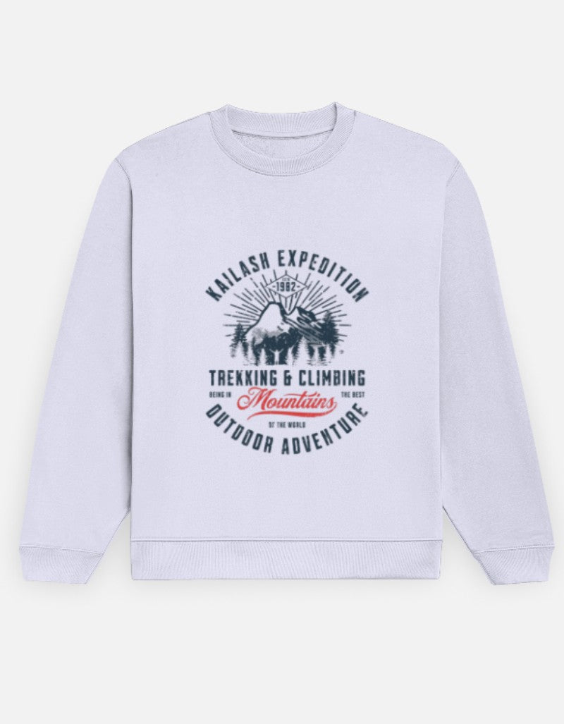 Unisex Printed Sweatshirt-Lavender Color-White Bear