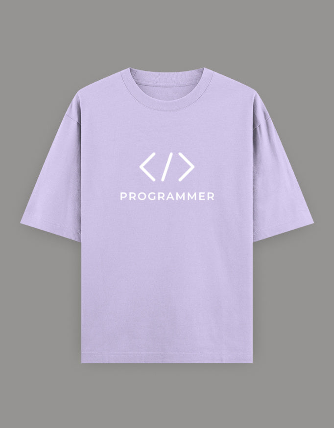Unisex Oversized Printed T-Shirt for Programmers - Lavender Color -White Bear