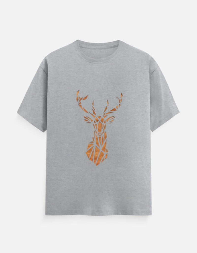 Men & Women Classic Crew Printed T-Shirt - Grey Color- White Bear