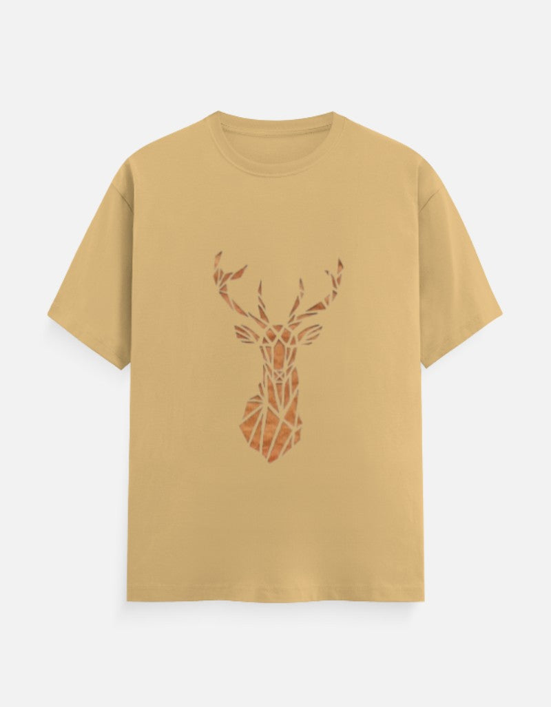Men & Women Classic Crew Printed T-Shirt - Beige Color- White Bear