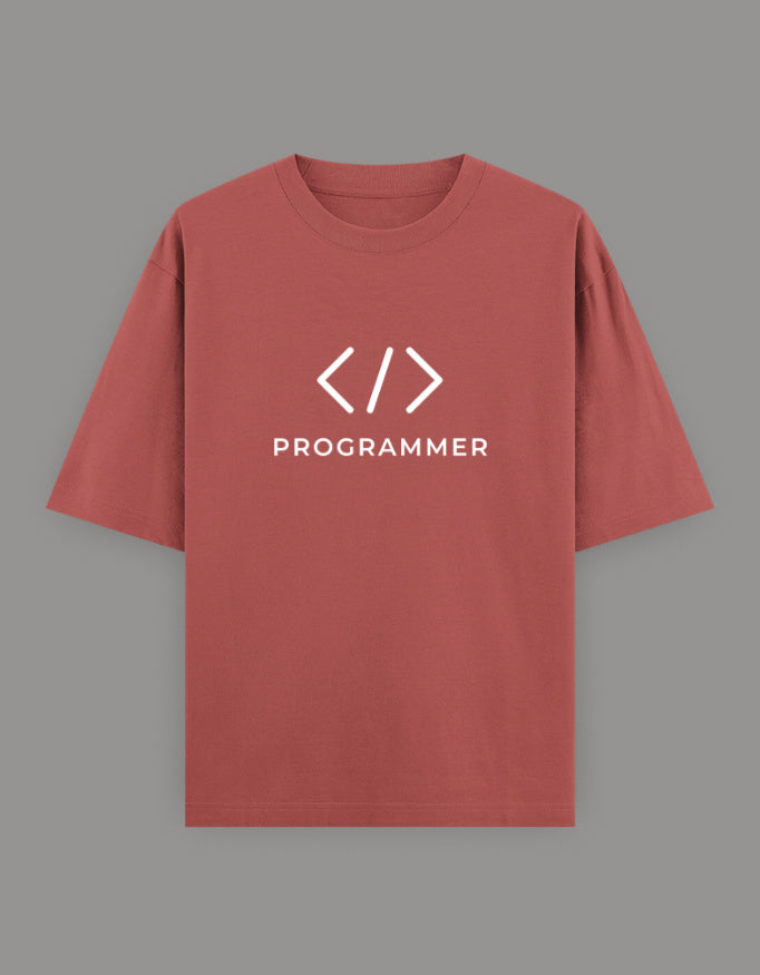 Unisex Oversized Printed T-Shirt for Programmers - Peach Color -White Bear