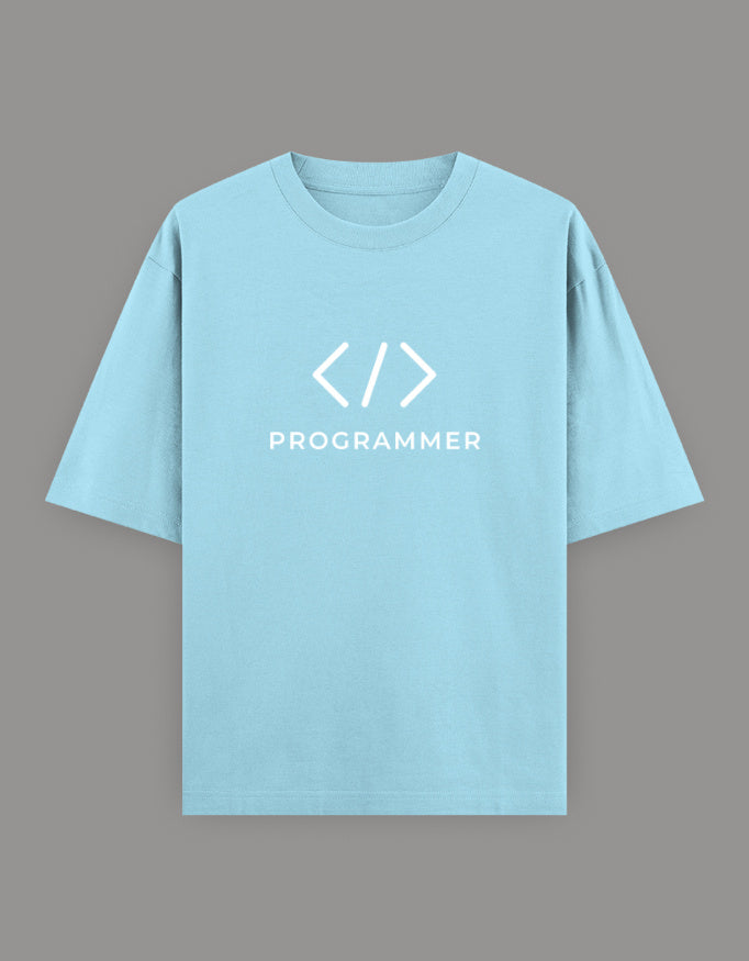 Unisex Oversized Printed T-Shirt for Programmers - Blue Color -White Bear