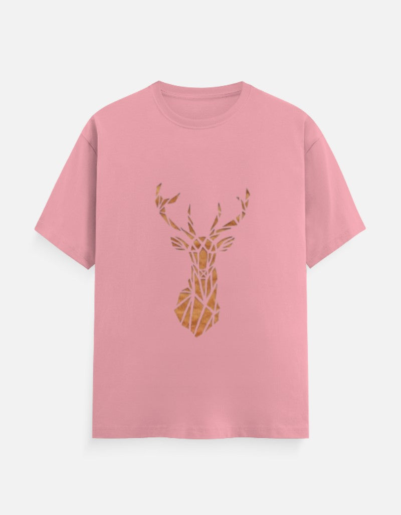 Men & Women Classic Crew Printed T-Shirt - Flamingo Color- White Bear