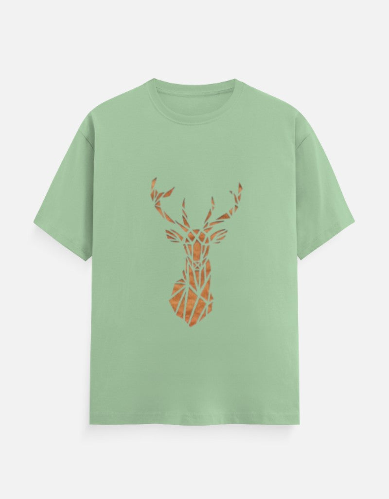 Men & Women Classic Crew Printed T-Shirt - Jade Color- White Bear