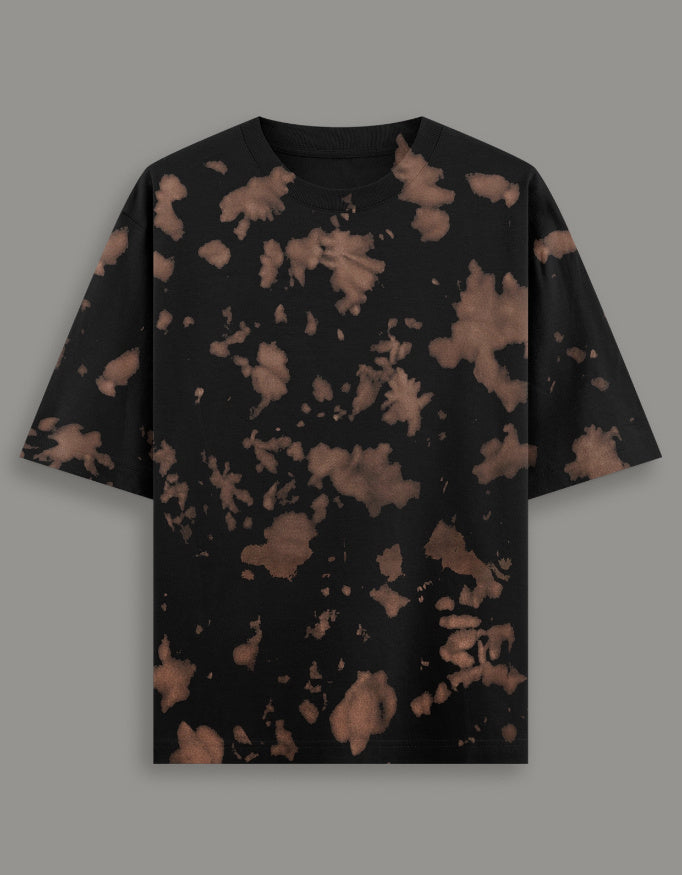 Men & Women Tie Dye Oversized T-Shirt-Black & Brown Color- White Bear