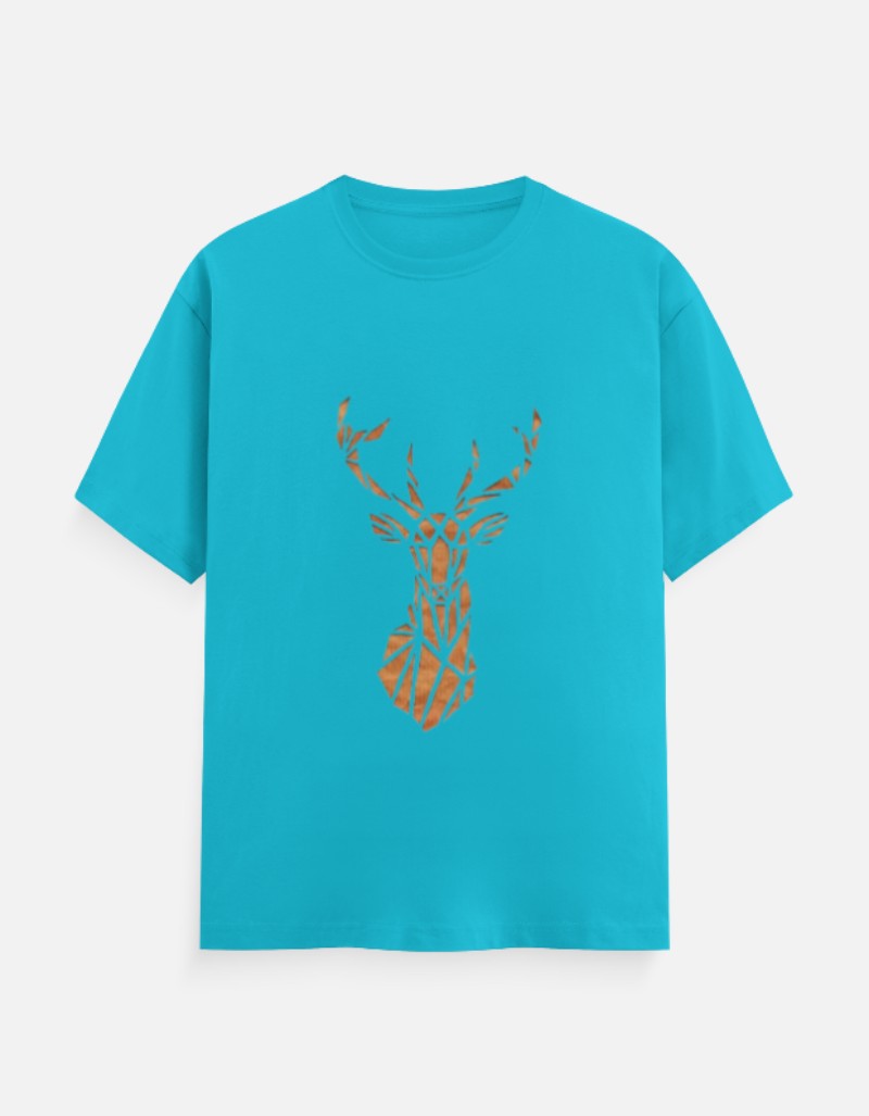 Men & Women Classic Crew Printed T-Shirt - Blue Color- White Bear