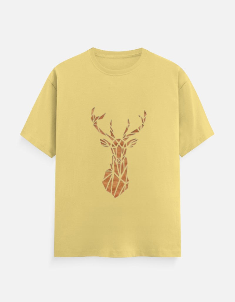Men & Women Classic Crew Printed T-Shirt - Yellow Color- White Bear
