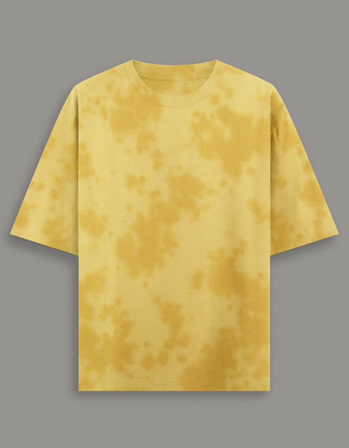 Men & Women Tie Dye Oversized T-Shirt-Yellow Color- White Bear