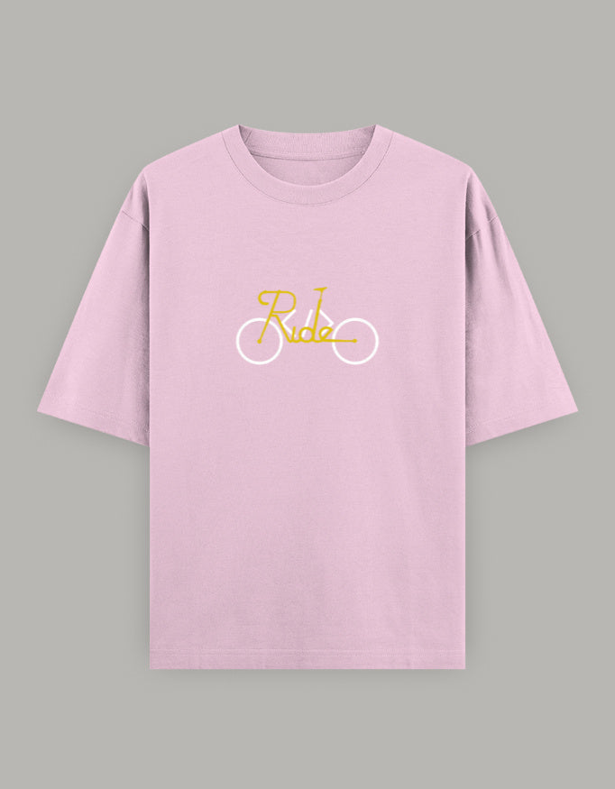 Men & Women Oversized Printed Crew Neck T-Shirt - PINK COLOR - White Bear