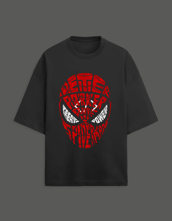 Men & Women Terry Printed Oversized Tee-Black Color- White Bear