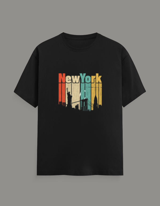 Men & Women Printed Crew T-Shirt-Black Color-White Bear