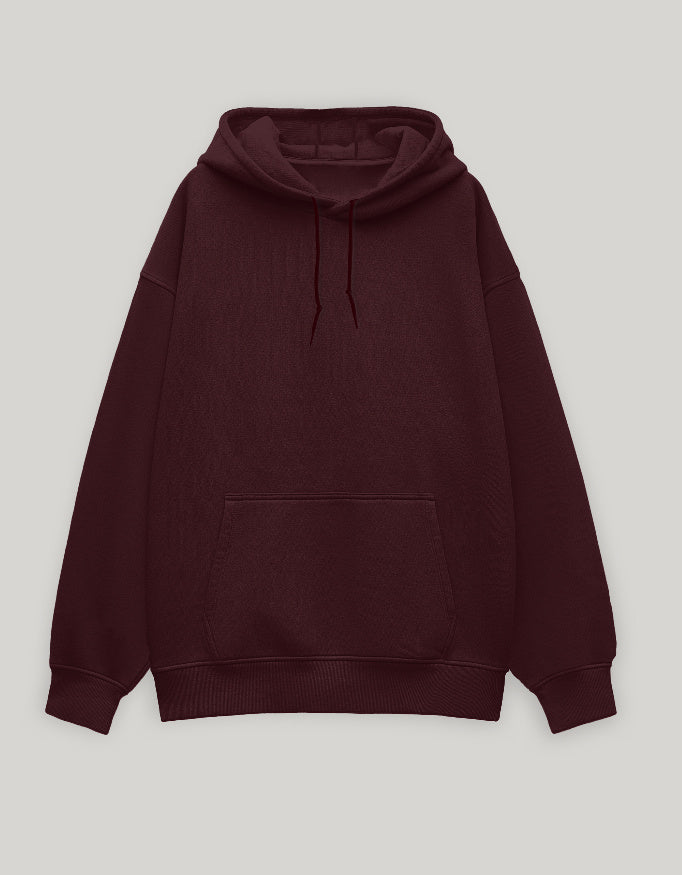 Unisex Oversized Hoodie-Maroon Color-White Bear