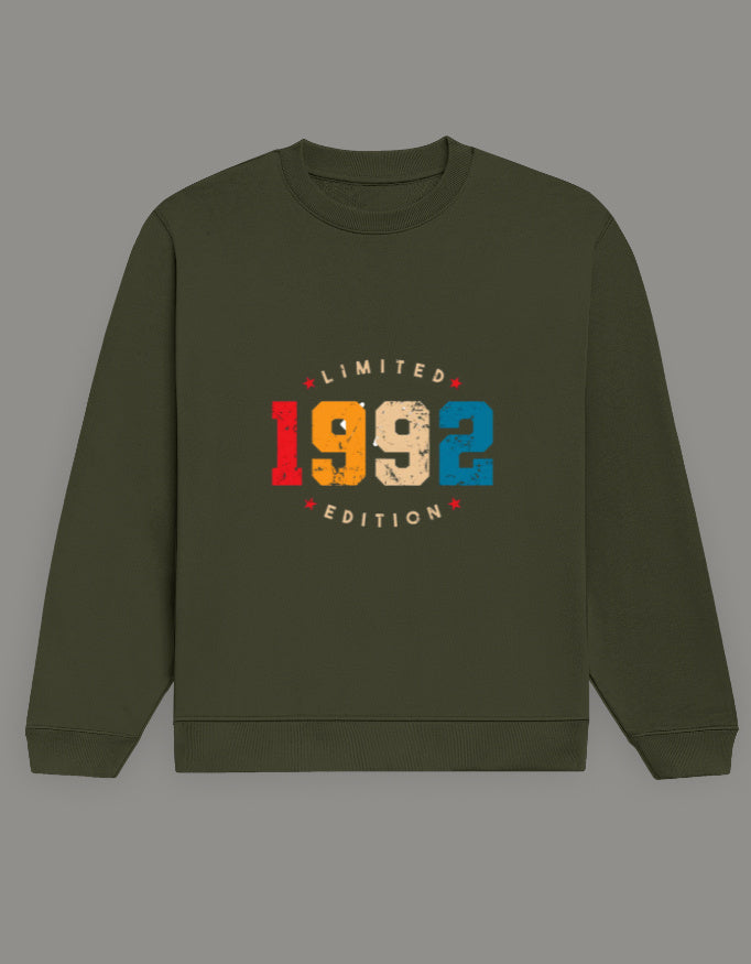 Men & Women Oversized Printed Sweatshirt- Olive Green Color- White Bear