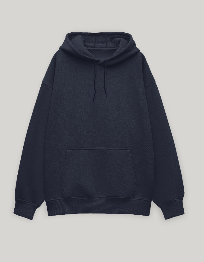 Unisex Oversized Hoodie-Navy Blue Color-White Bear