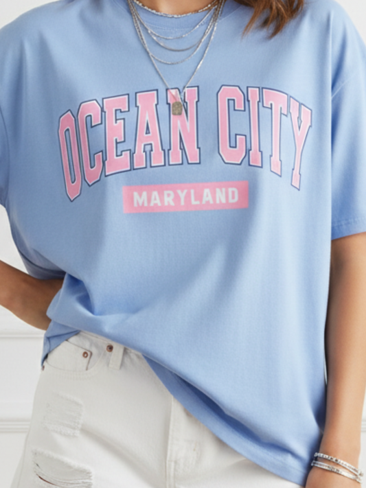 Light Blue Casual Streetwear Tee for Women