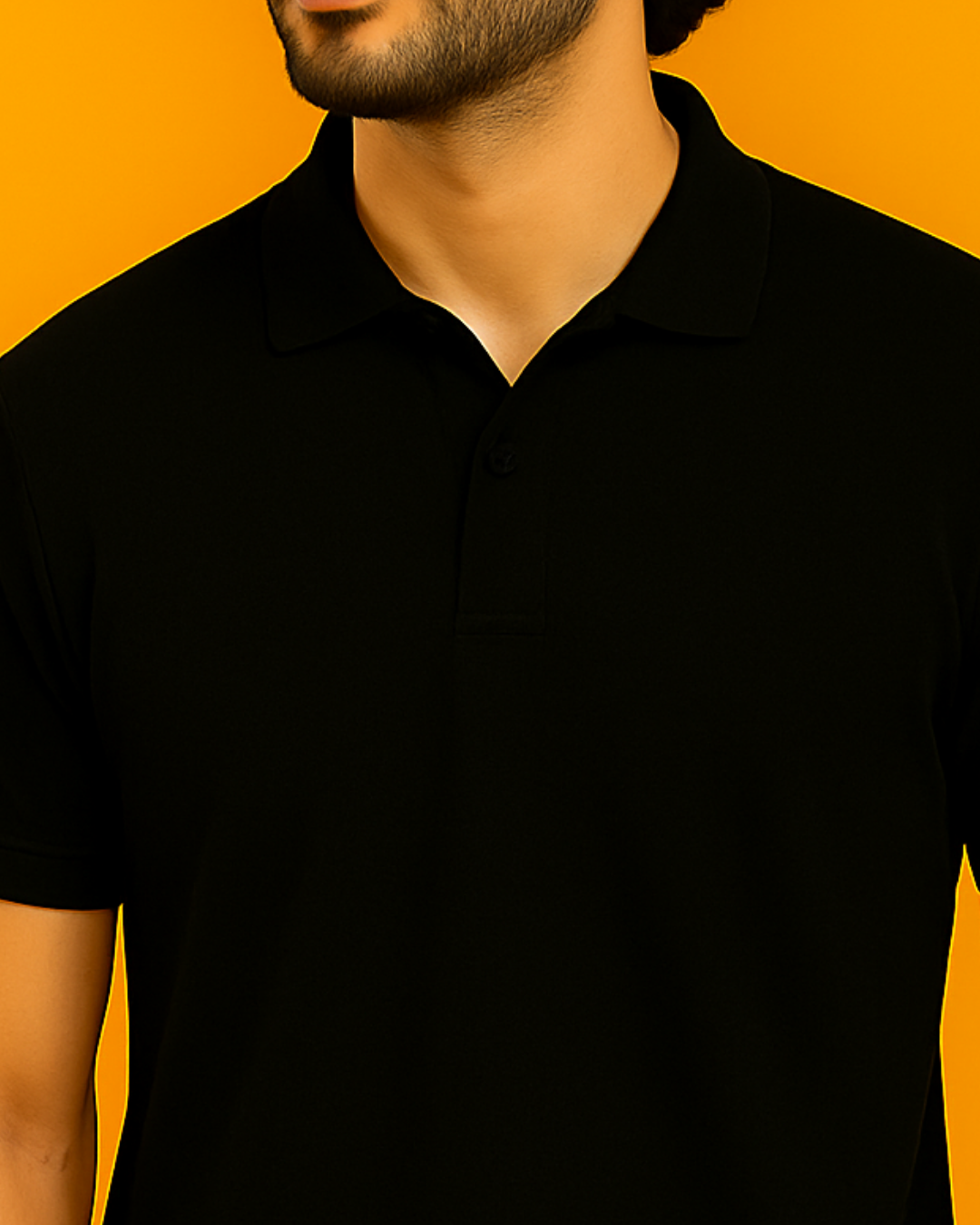 Men Solid Polo Neck T-Shirt-black color