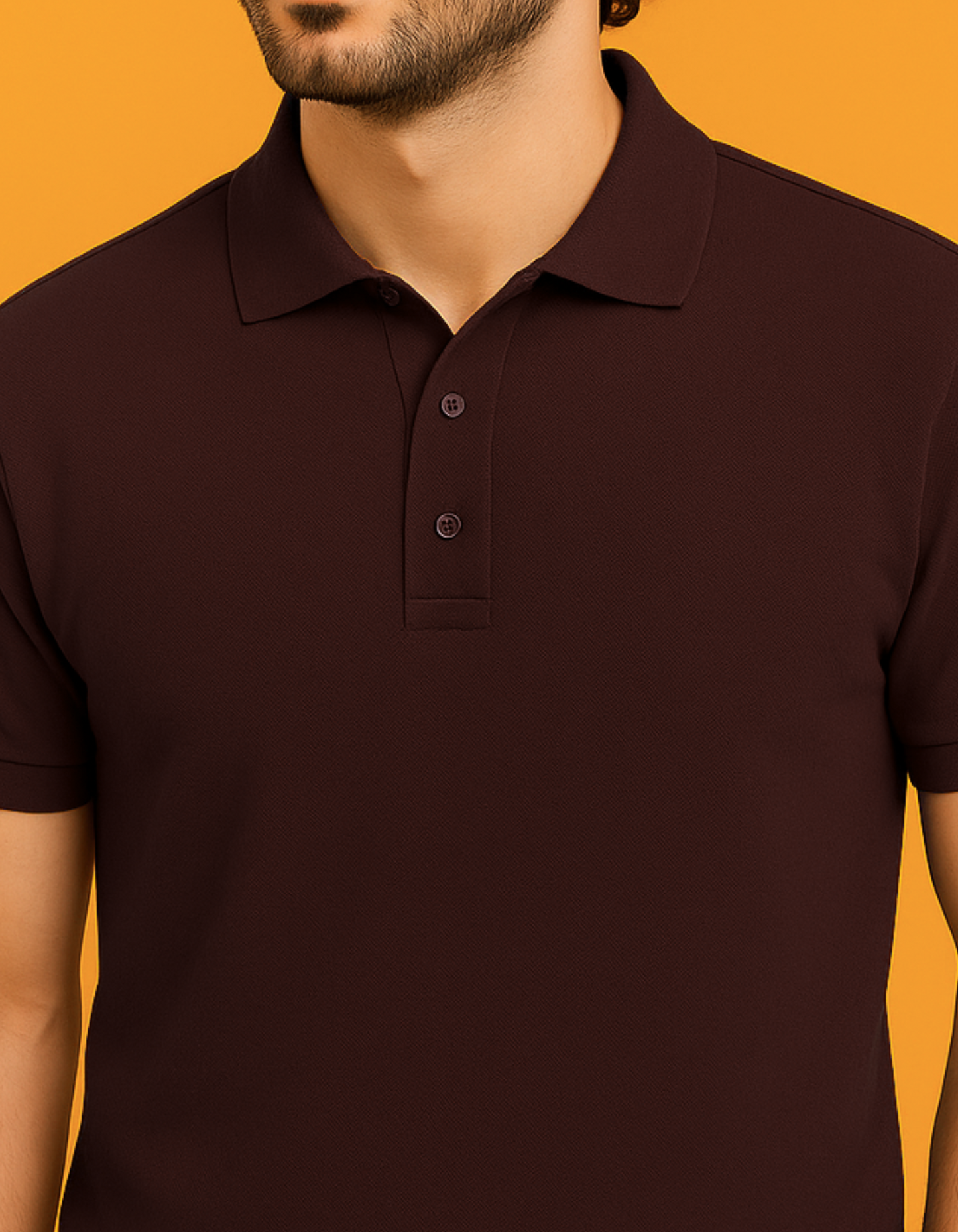 Men Solid Polo Neck T-Shirt-coffee brown color