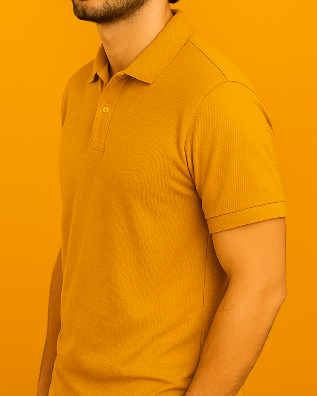 Men Solid Polo Neck T-Shirt-mustard yellow color