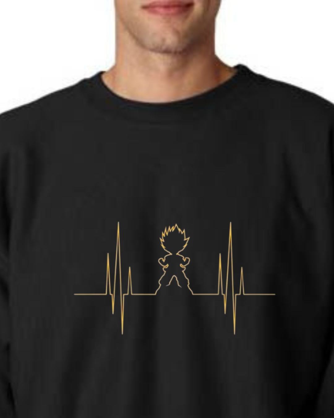 Men & Women Oversized Goku Printed Sweatshirt_black