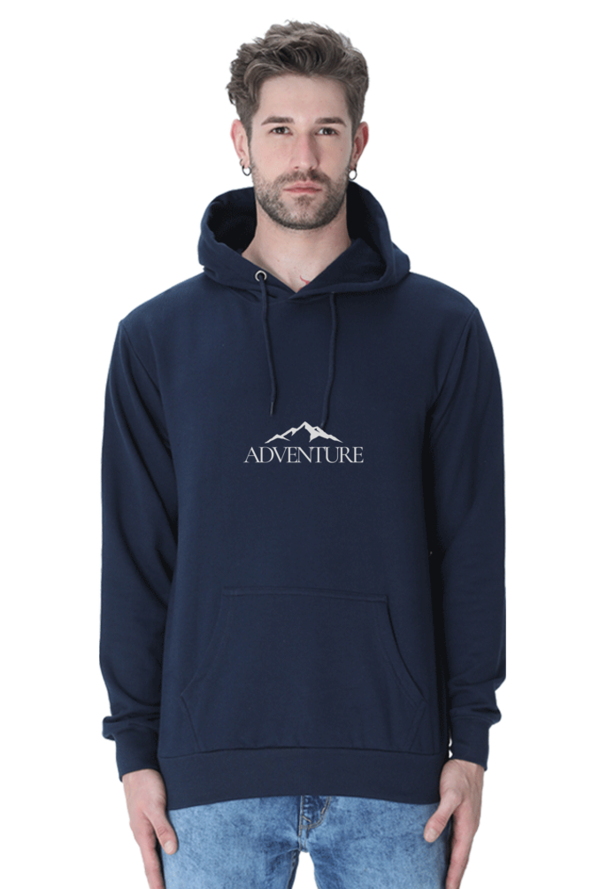 Unisex Full Sleeve Hooded Sweatshirt-Navy Blue Color-White Bear