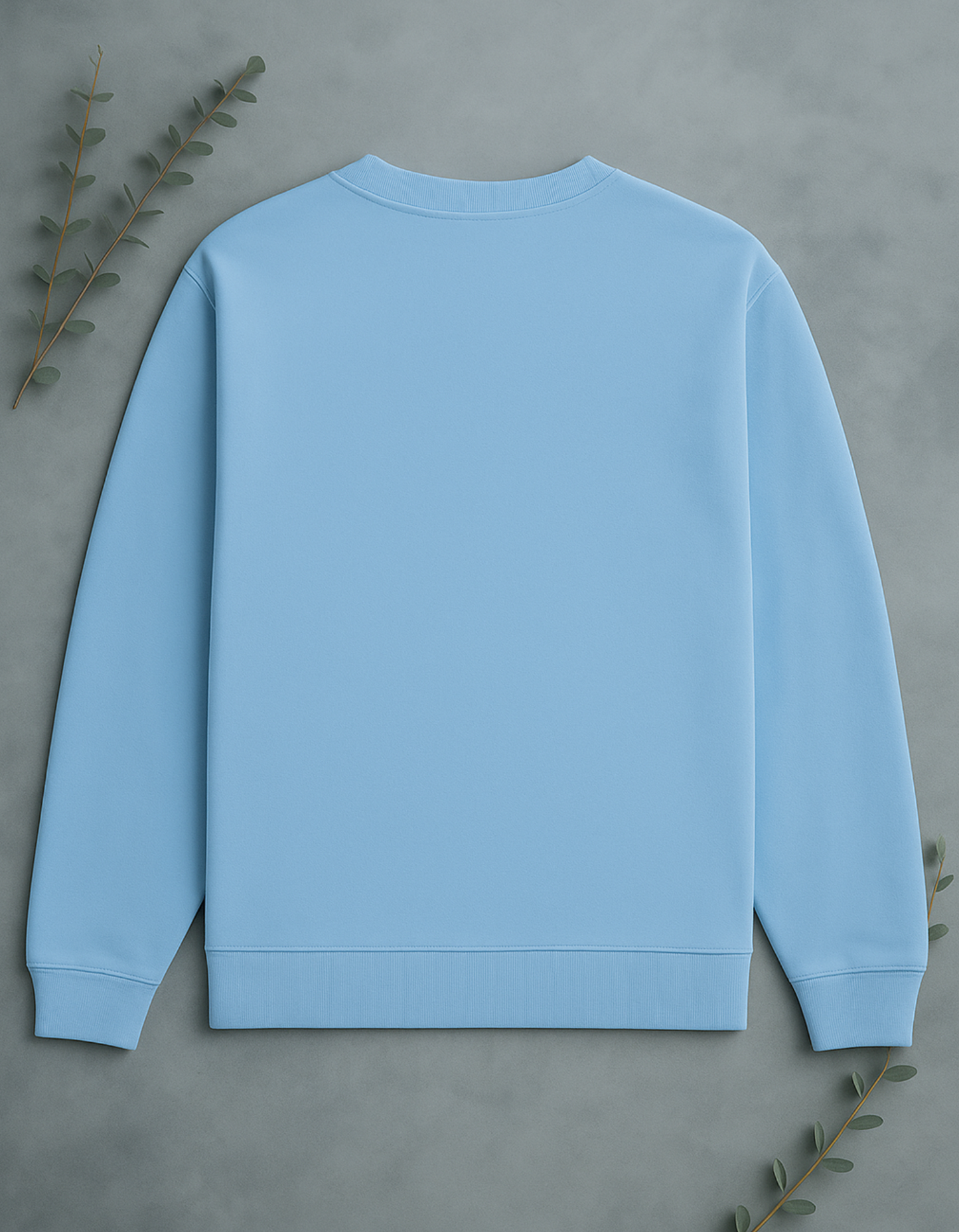 Unisex Solid Sweatshirt- Blue Color- White Bear