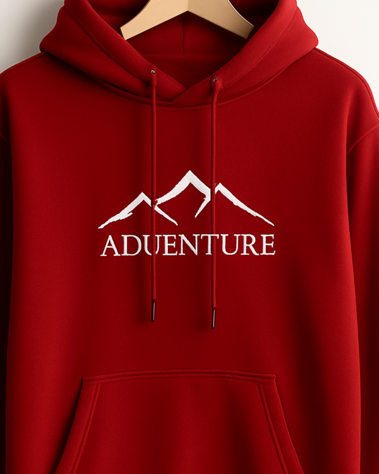 Unisex Full Sleeve Hooded Sweatshirt-red Color-White Bear